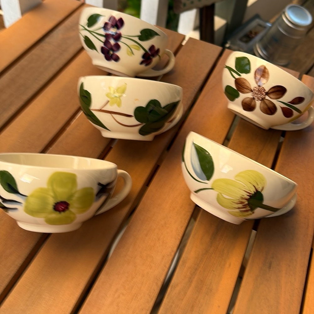 5 Blue Ridge Southern Potteries Tea Cups
